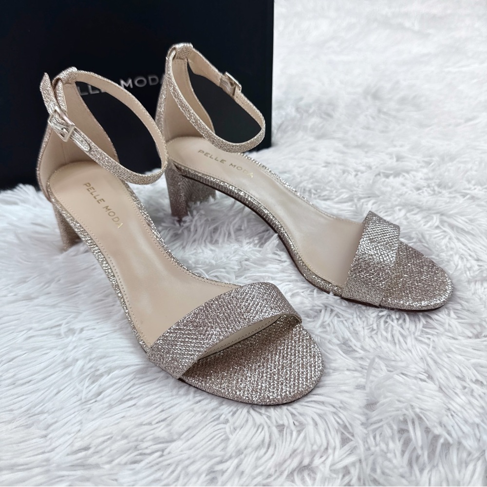 Pelle Moda Monroe‎ glitter glamour evening Sandals block heel